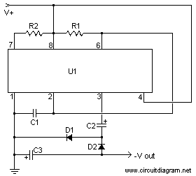 Positive(+) to Negative(-) Voltage Inverter circuit diagram