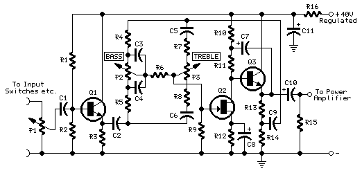 Pre-amp circuit with tone control