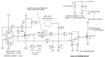 Door Knob Touch Alarm circuit diagram