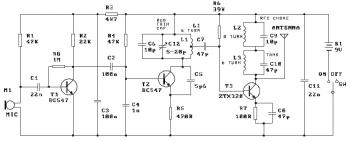 Three Stage 9V FM Transmitter circuit diagram