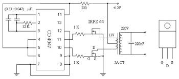 Simple 12/220V AC to DC Inverter Circuit