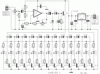 12 LED VU Meter Circuit diagram