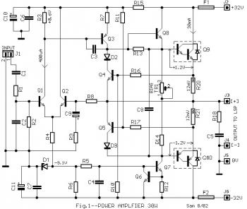 30W Audio Power Amplifier circuit diagram