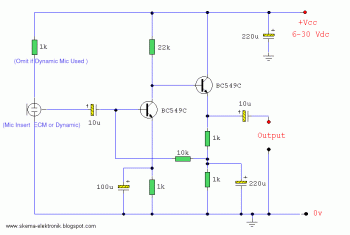 ECM Mic Preamplifier circuit diagram