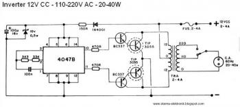 Simple Inverter 12V DC to 110/220V AC circuit diagram