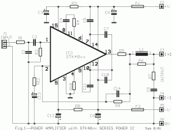 Power Audio Amplifier based on STK400xx  circuit diagram