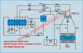 500W Inverter circuit 12VDC to 24VAC  circuit diagram