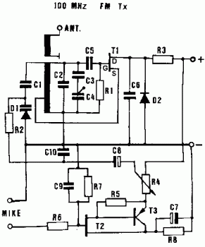 Simple FM Transmitter - Electronic Schematic Diagram