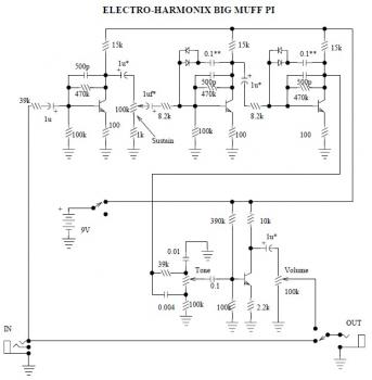 Electro Harmonix Big Muff Pi Effect circuit