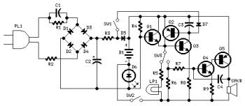 Emergency Light and Alarm circuit diagram