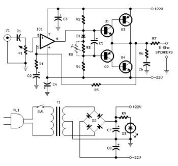 18W Audio Amplifier Circuit diagram