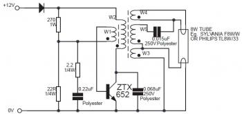 8 Watt Fluorescent Lamp Inverter Circuit diagram