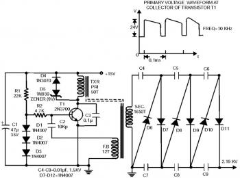 2000V High Voltage Low Current Power Supply circuit diagram