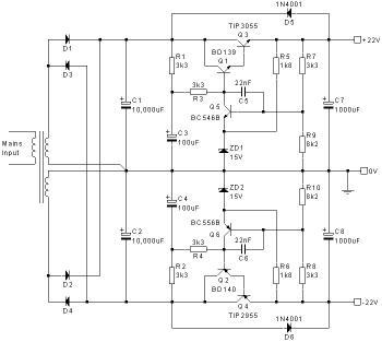 Split Power Supply Circuit 22V DC