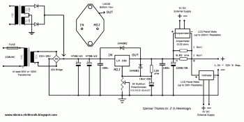 Power Supply 1.3 - 32 V / 5A  with Short Circuit Protection circuit diagram