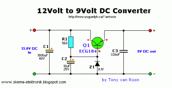 12Volt to 9Volt DC Converter circuit diagram