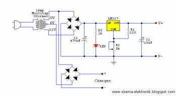 Adjustable Power Supply with Charger Output circuit diagram