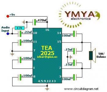 Mono Portable Audio Amplifier circuit diagram