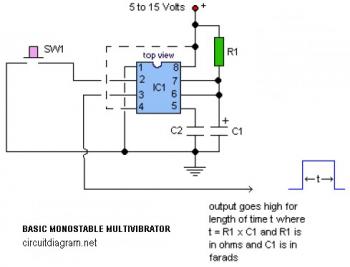 Basic Monostable Multivibrator circuit diagram