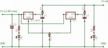 Current Output Doubler after 78xx Regulator circuit diagram