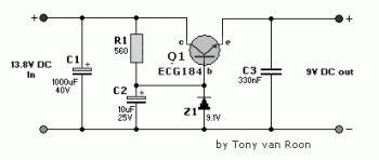 DC to DC Converter 12V to 9V diagram