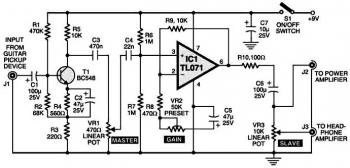 Electric Guitar Preamplifier Circuit based TL071