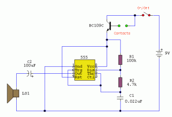 Water Activated Alarm circuit diagram