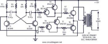 Power Inverter 60W 12V DC to 230V AC Using 2N3055 circuit diagram