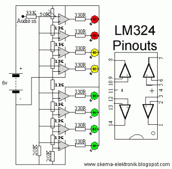8 LED Audio Level Meter circuit diagram