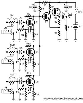Mini Audio Mixer circuit diagram