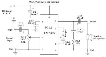 1W Stereo Audio Amplifier with LM386N