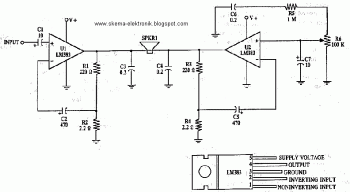 16W Audio Amplifier with LM383 schematic diagram