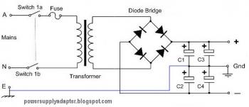 Unregulated Dual Polarity Power Supply circuit diagram