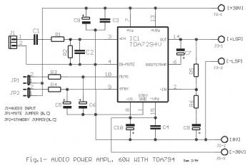 60W Class AB Audio Amplifier circuit with TDA7294