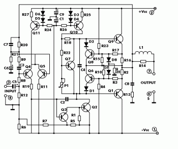 100W Audio Amplifier circuit diagram