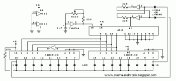 16 Stage Bi-Directional LED Sequencer circuit diagram