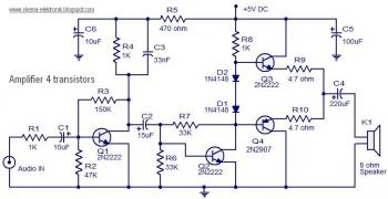 Amplifier Circuit based 4 Transistors diagram