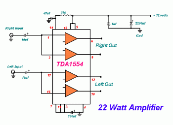 22W Stereo Audio Amlifier Circuit based TDA1554