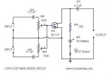 Low Cost Mic Mixer circuit diagram