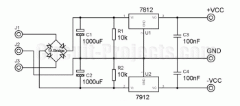 Dual Output Stabilized Power Supply circuit diagram