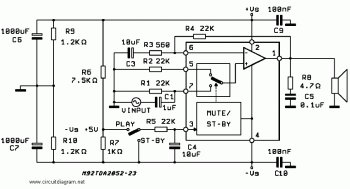 60 Watt Amplifier using TDA2052 circuit diagram