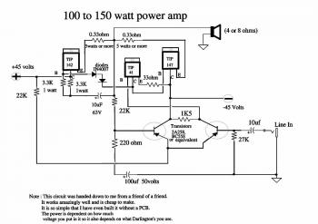 100W Power Audio Amplifier circuit diagram