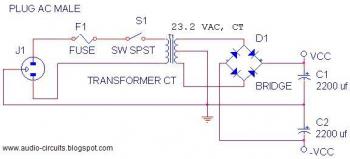 14Watt Audio Amplifier + pre-amp and tone control circuit diagram