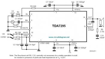 TDA7295, 80W Audio Amplifier circuit diagram