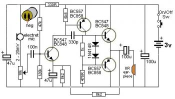 Mini Audio Amplifier with Transistors circuit diagram