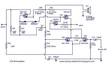 150W Audio Power Amplifier circuit diagram