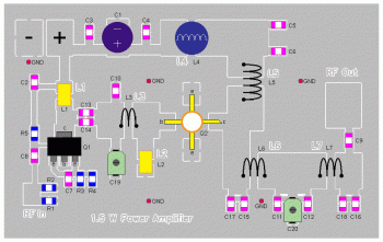1.5W RF Amplifier pcb layout