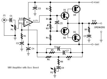 10W Audio Amplifier using TIP41A/TIP42A