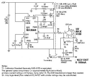 12V to -165V 100mA DC Converter
