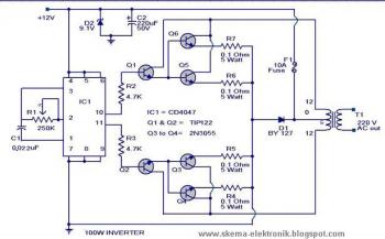 100 Watt Inverter 12V DC to 220V AC circuit diagram